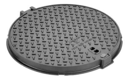 RDM 12 600PZ Litinový poklop ∅600mm, B125, rám ∅740mm, výška 50mm, pant, zámek