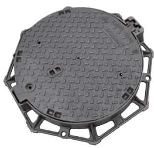 RDM 40 S 600P Litinový poklop ∅600mm, D400 střed.doprava, rám ∅850mm, výška 100m