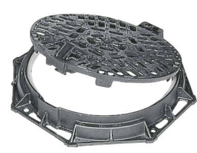 RDG 40 600P Litinová mříž ∅600mm, D400, rám ∅850mm, výška 100mm, pant, plocha ot